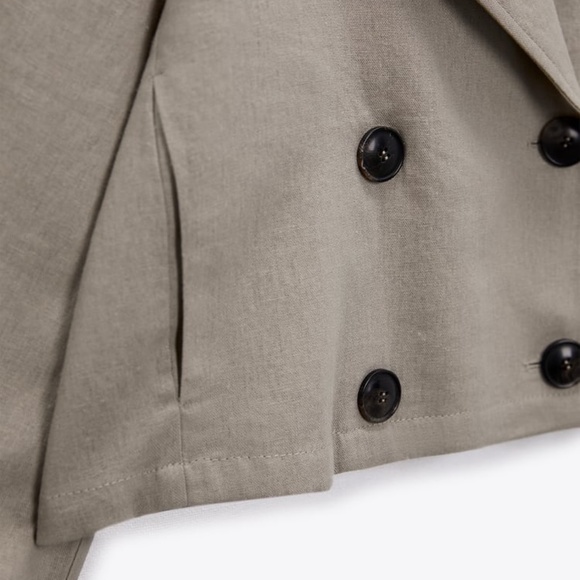 Zara CROPPED LINEN BLEND TRENCH - Picture 3 of 5